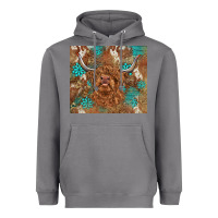Storm highland cow turquoise gemstones western patterns Heavyweight Hoodie - BarkalooDesign