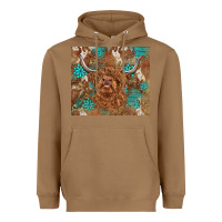 Toasted Coconut highland cow turquoise gemstones western patterns Heavyweight Hoodie - BarkalooDesign