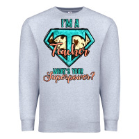 Heather Grey i'm a teacher what's your superpower cowhide Premium Sweatshirt - Jasminsmagicworld