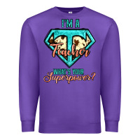 Purple i'm a teacher what's your superpower cowhide Premium Sweatshirt - Jasminsmagicworld