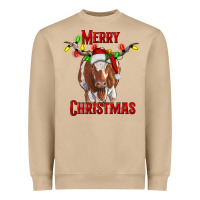 Mushroom Merry Christmas Longhorn Cow Heavyweight Sweatshirt - RanaPortraitStore