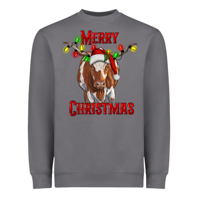 Merry Christmas Longhorn Cow Heavyweight Sweatshirt by RanaPortraitStore | Teevron