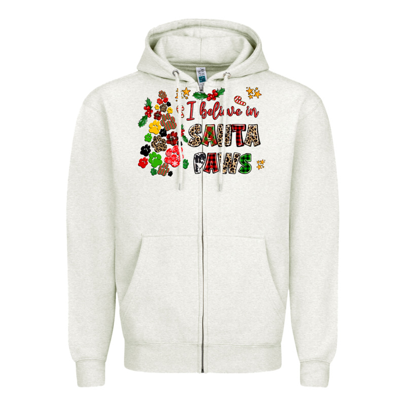 I Believe In Santa Paws Zipper Hoodie by AdoDesignShop | Teevron