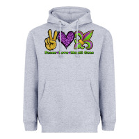 Heather Grey peace love mardi gras Heavyweight Hoodie - Jasminsmagicworld