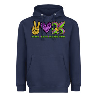 Navy peace love mardi gras Heavyweight Hoodie - Jasminsmagicworld