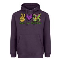Plum peace love mardi gras Heavyweight Hoodie - Jasminsmagicworld