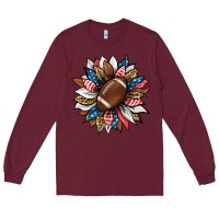 Burgundy american football sunflower Long Sleeve Tee - HRA Design Shop