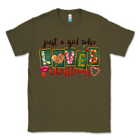 Army Green Just A Girl Who Loves Christmas Classic Tee - FaDigitalArtStudio