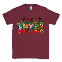 Burgundy Just A Girl Who Loves Christmas Classic Tee - FaDigitalArtStudio