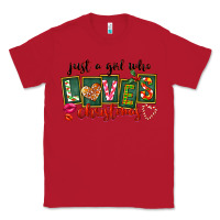 Red Just A Girl Who Loves Christmas Classic Tee - FaDigitalArtStudio