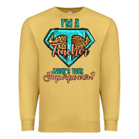 Antique Gold i'm a teacher what's your superpower leopard Premium Sweatshirt - Jasminsmagicworld