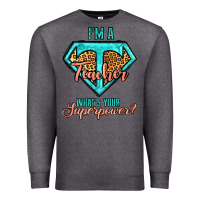 Charcoal Heather i'm a teacher what's your superpower leopard Premium Sweatshirt - Jasminsmagicworld