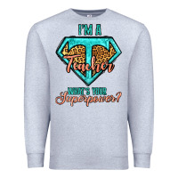 Heather Grey i'm a teacher what's your superpower leopard Premium Sweatshirt - Jasminsmagicworld