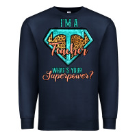 Navy i'm a teacher what's your superpower leopard Premium Sweatshirt - Jasminsmagicworld