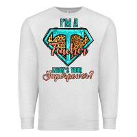 Oatmeal Heather i'm a teacher what's your superpower leopard Premium Sweatshirt - Jasminsmagicworld
