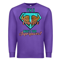 Purple i'm a teacher what's your superpower leopard Premium Sweatshirt - Jasminsmagicworld