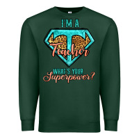 Sports Green i'm a teacher what's your superpower leopard Premium Sweatshirt - Jasminsmagicworld
