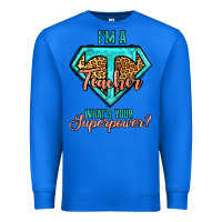 True Royal i'm a teacher what's your superpower leopard Premium Sweatshirt - Jasminsmagicworld