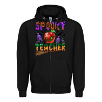Black spooky teacher Zipper Hoodie - BundleAndBundleShop