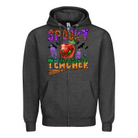 Charcoal Heather spooky teacher Zipper Hoodie - BundleAndBundleShop
