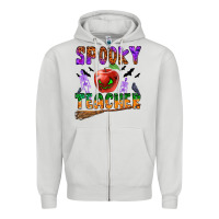 Dove Grey spooky teacher Zipper Hoodie - BundleAndBundleShop