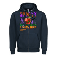 Navy spooky teacher Zipper Hoodie - BundleAndBundleShop
