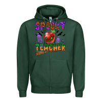 Sports Green spooky teacher Zipper Hoodie - BundleAndBundleShop