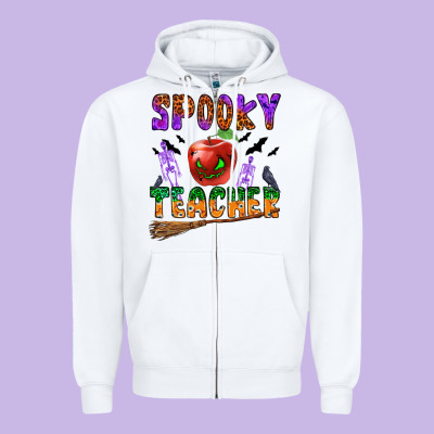 Spooky Teacher Zipper Hoodie Designed By Bundleandbundleshop