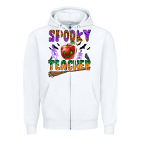 White spooky teacher Zipper Hoodie - BundleAndBundleShop