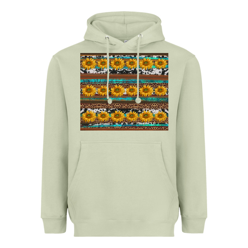 Sunflowers Leopard Cowhide Turquoise Heavyweight Hoodie by BarkalooDesign | Teevron