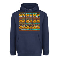 Navy sunflowers leopard cowhide turquoise Heavyweight Hoodie - BarkalooDesign