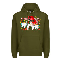 Army Green dental Christmas teeth and candies Premium Hoodie - AdoDesignShop
