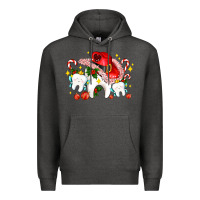 Charcoal Heather dental Christmas teeth and candies Premium Hoodie - AdoDesignShop