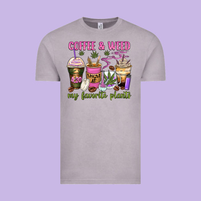 Coffee And Weed My Favorite Plants Vintage Tee Designed By Zillion Design Studio