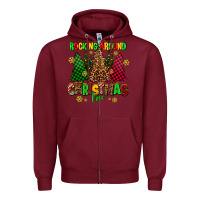 Burgundy rocking around the christmas tree Zipper Hoodie - AdoDesignShop