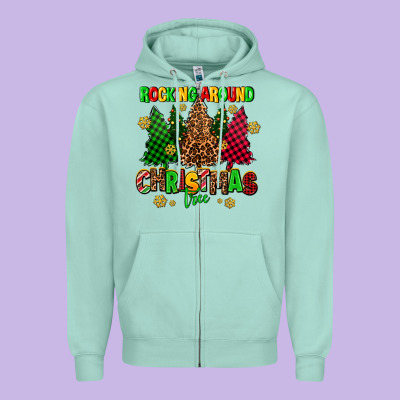Rocking Around The Christmas Tree Zipper Hoodie Designed By Adodesignshop