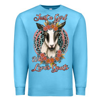 Ocean Blue just a girl who loves goats Premium Sweatshirt - Jasminsmagicworld