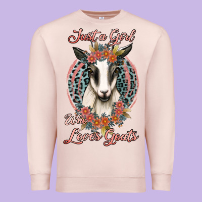 Just A Girl Who Loves Goats Premium Sweatshirt Designed By Jasminsmagicworld