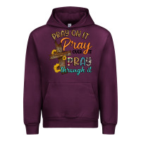Mauve Wine pray on it pray over it pray through it Urban Hoodie - Artiststas