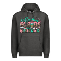 Charcoal Heather coffee scrubs and rubber gloves Premium Hoodie - MaliasSmallBusiness