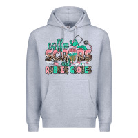 Heather Grey coffee scrubs and rubber gloves Premium Hoodie - MaliasSmallBusiness