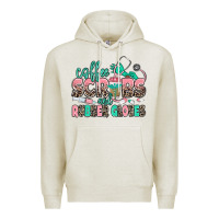 Oatmeal Heather coffee scrubs and rubber gloves Premium Hoodie - MaliasSmallBusiness