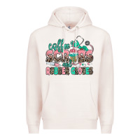Pale Pink coffee scrubs and rubber gloves Premium Hoodie - MaliasSmallBusiness