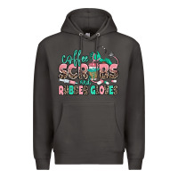 Smoke coffee scrubs and rubber gloves Premium Hoodie - MaliasSmallBusiness