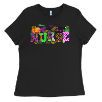 Black halloween nurse Ladies Tee - AdoDesignShop