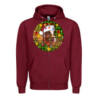 Burgundy Christmas horse Zipper Hoodie - Artiststas