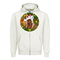 Oatmeal Heather Christmas horse Zipper Hoodie - Artiststas