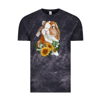 Cloud Black bunny with sunflowers Vintage Tee - RanaPortraitStore