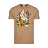 Vintage Coffee bunny with sunflowers Vintage Tee - RanaPortraitStore