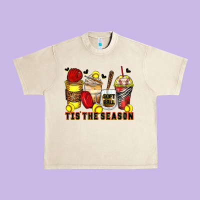 Tis' The Season Softball Coffee Cups Urban Heavy Tee Designed By Zillion Design Studio